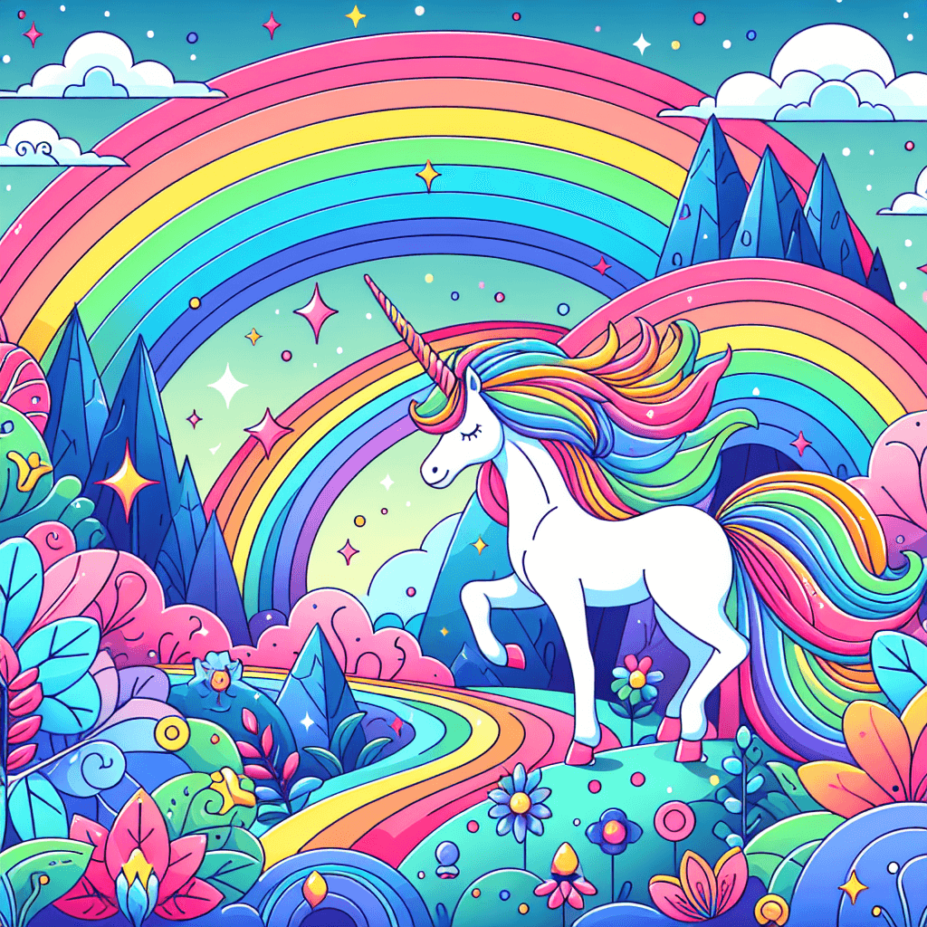 Fantasy World Of Unicorns And Rainbows Paint By Numbers