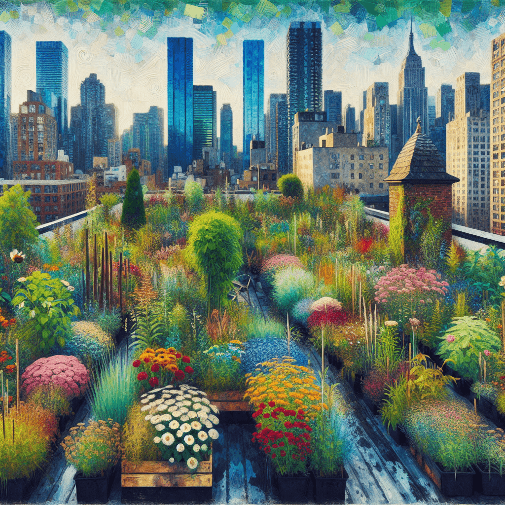 Charming Urban Rooftop Garden Numbered Painting Kits
