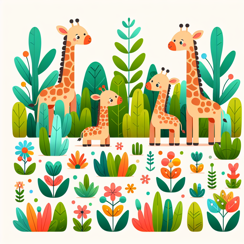 Giraffe's Garden Adventure Paint By Numbers Art