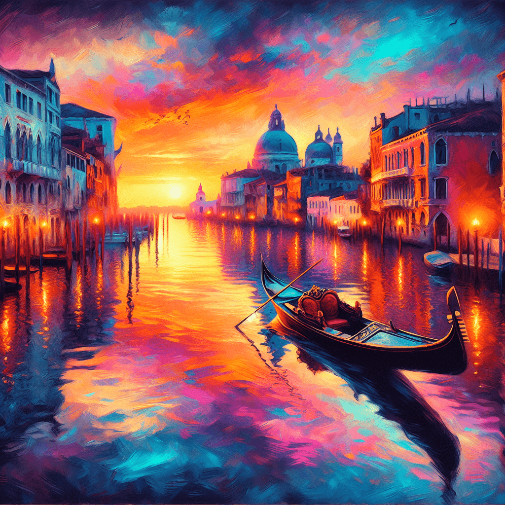 Gondola Romance In Venice Number Painting