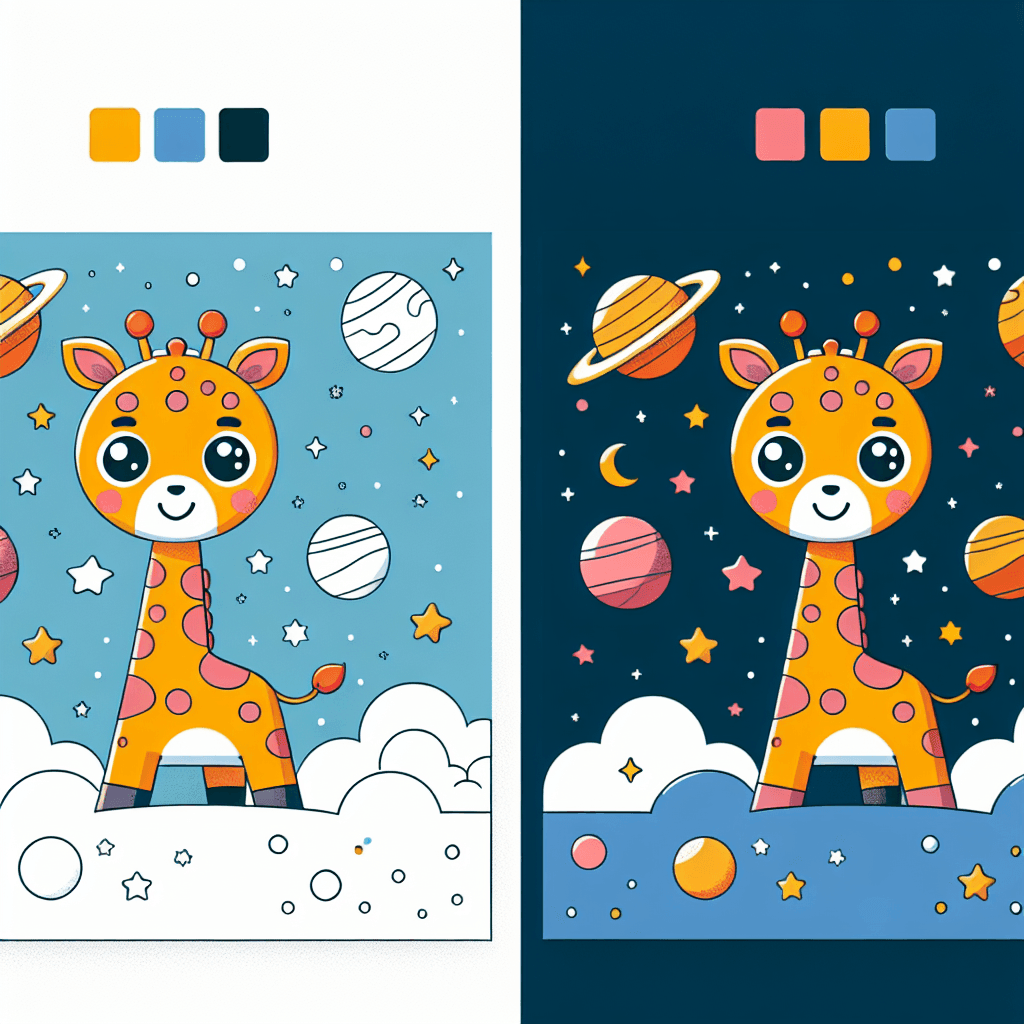 Space-Exploring Giraffe Painting By Numbers Kit