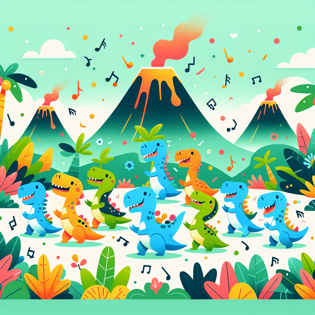 Delightful Dino Dance Party Paint By Number