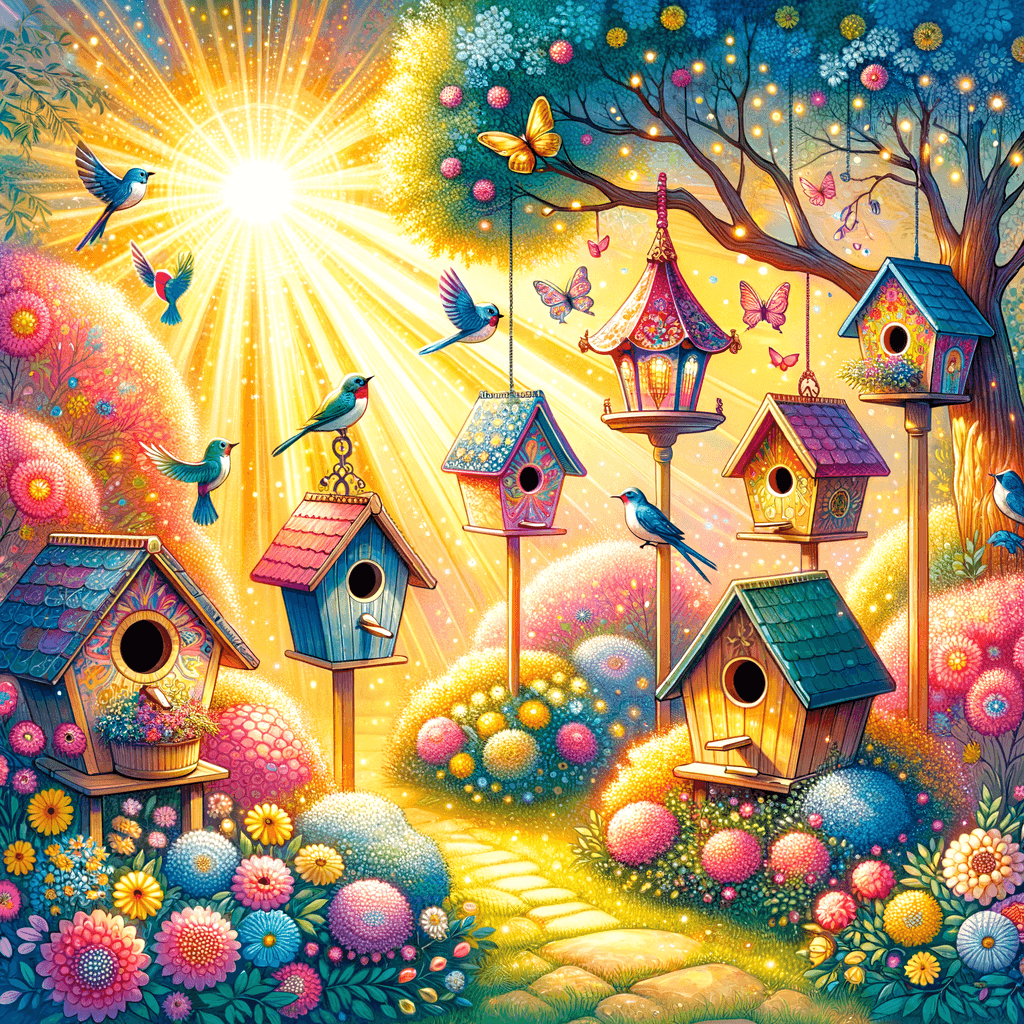 Lovely Birdhouses In Bloom Paint By Number