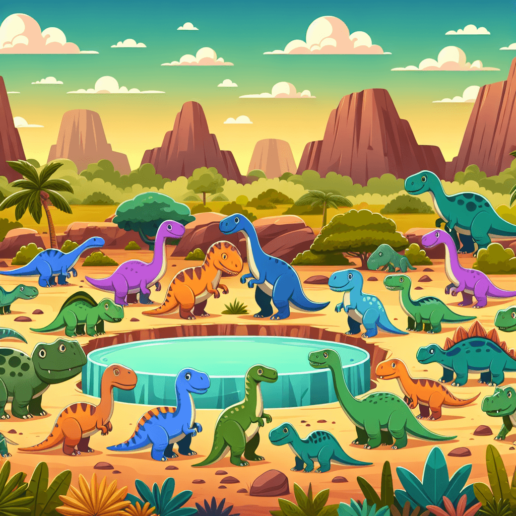 Dinosaurs At The Watering Hole DIY Paint By Numbers