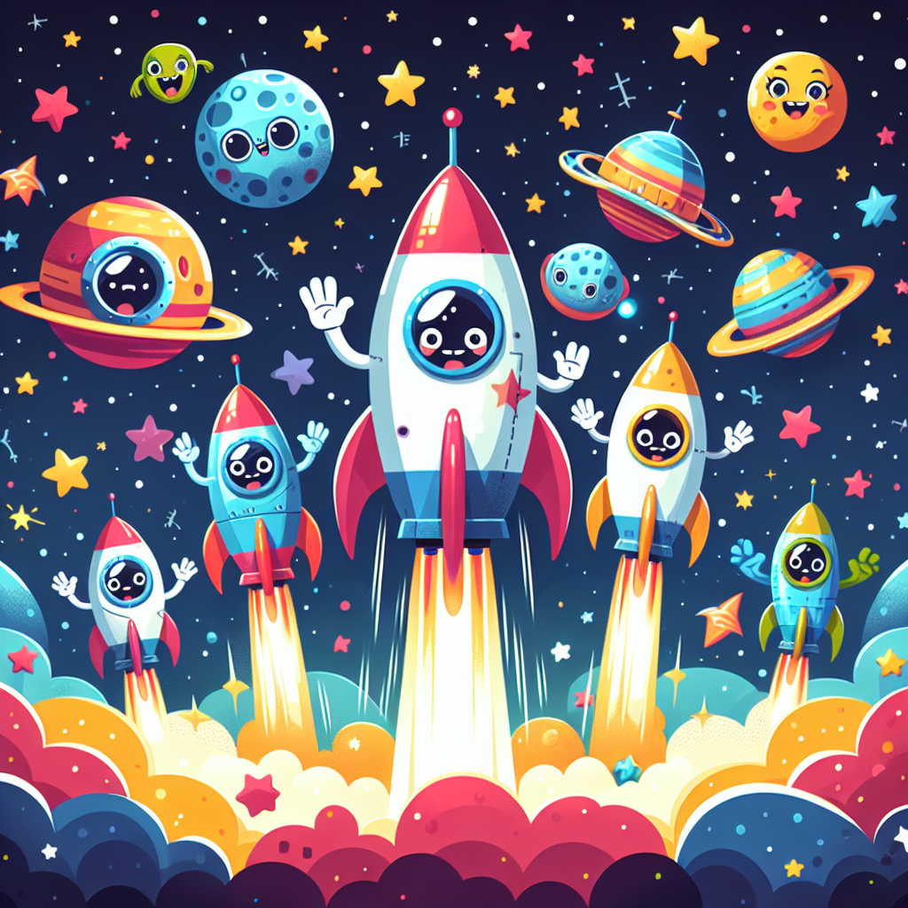 Joyful Space Rockets Paint By Number