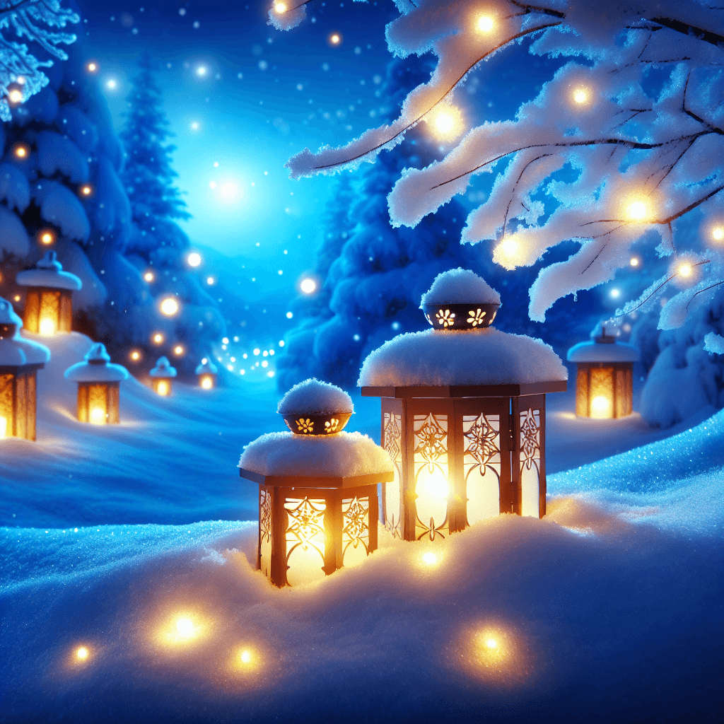 Glowing Winter Lanterns Number Painting
