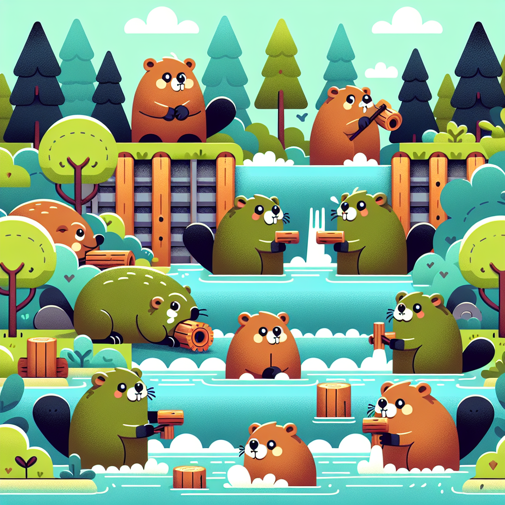Busy Beavers At Work Paint By Color