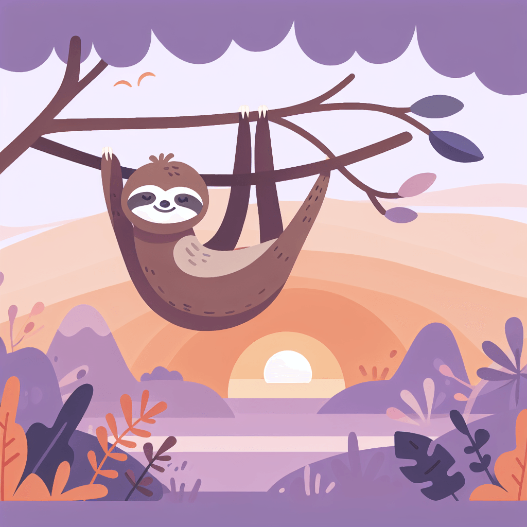 Sunset Sloth Serenity Number Painting