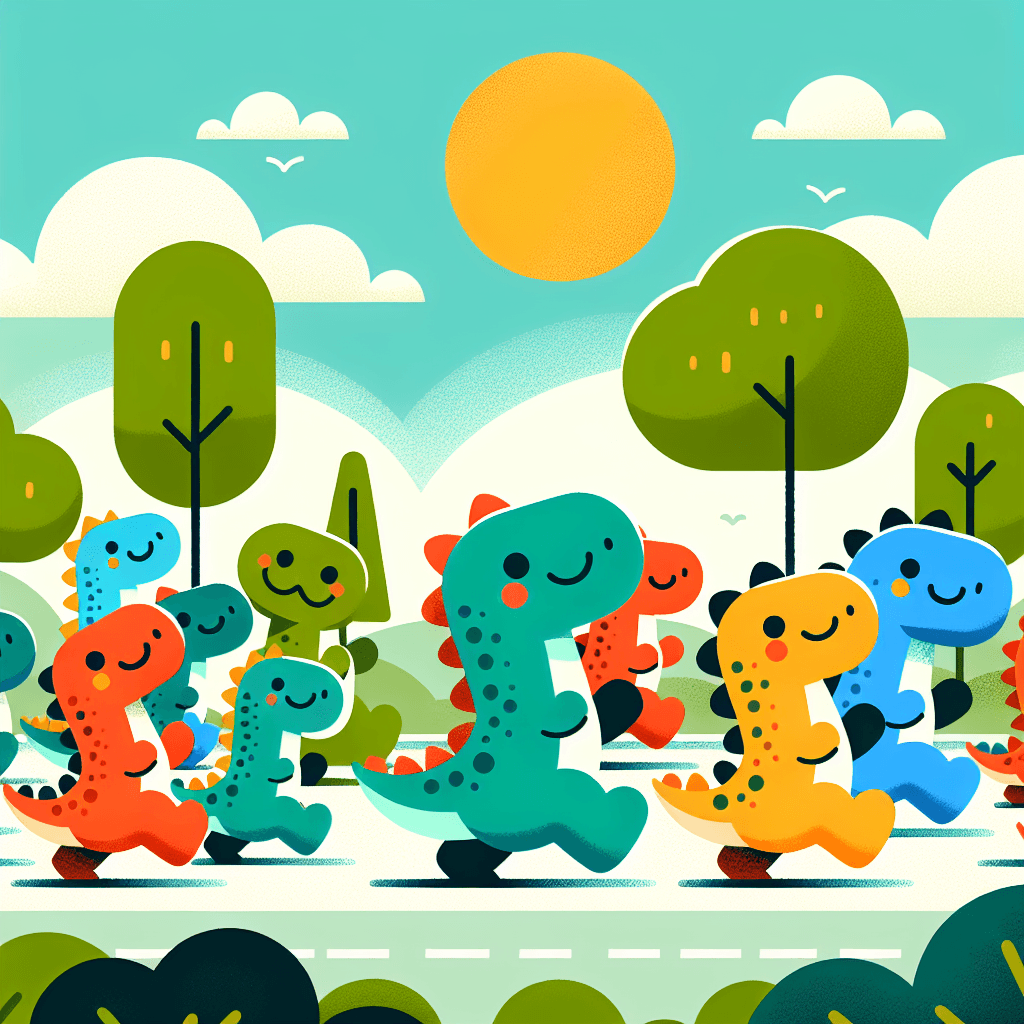 Energetic Dinosaur Parade Painting By Numbers Kit