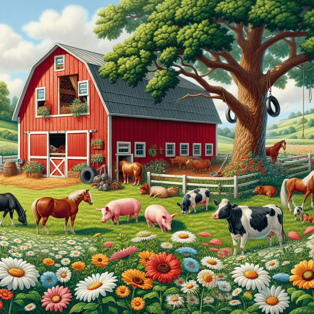 Colorful Farmyard Scene Painting By Numbers Kit