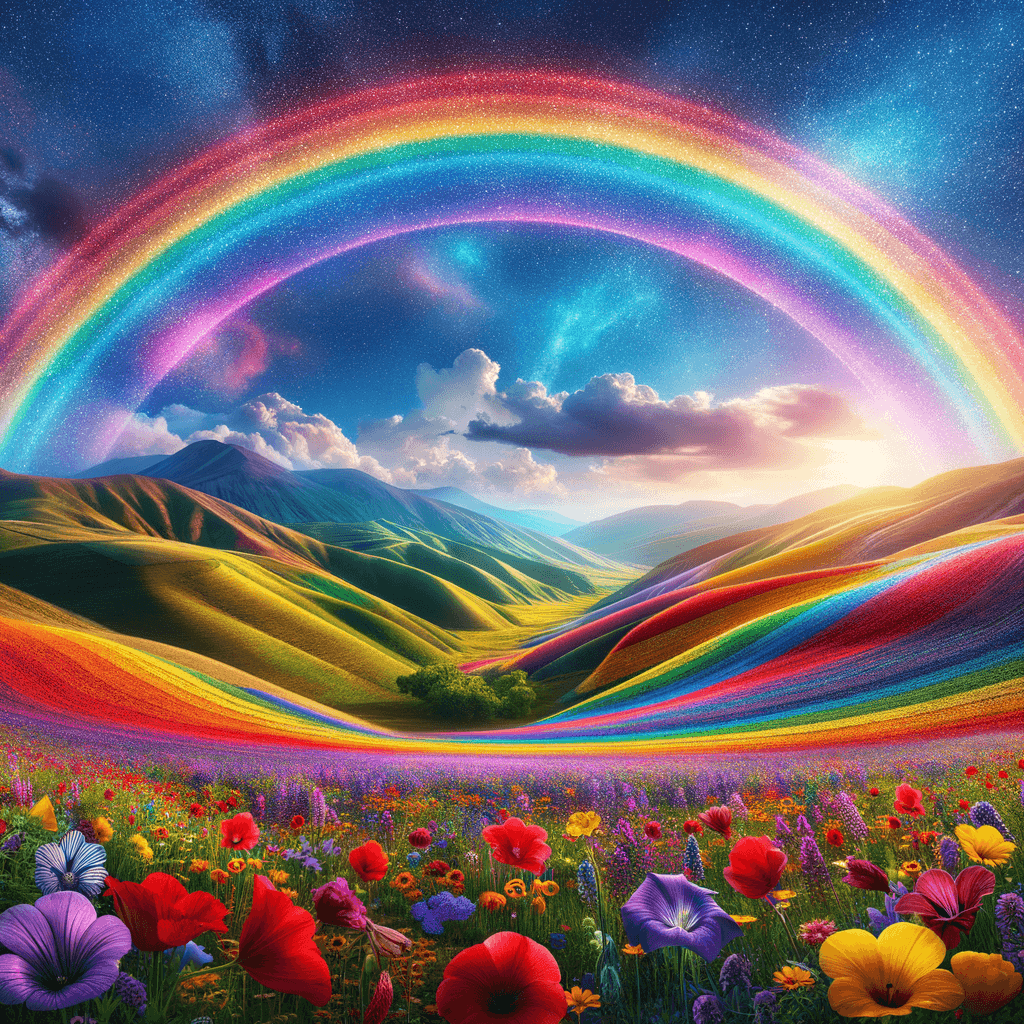 Wondrous Rainbow Sky Number Painting