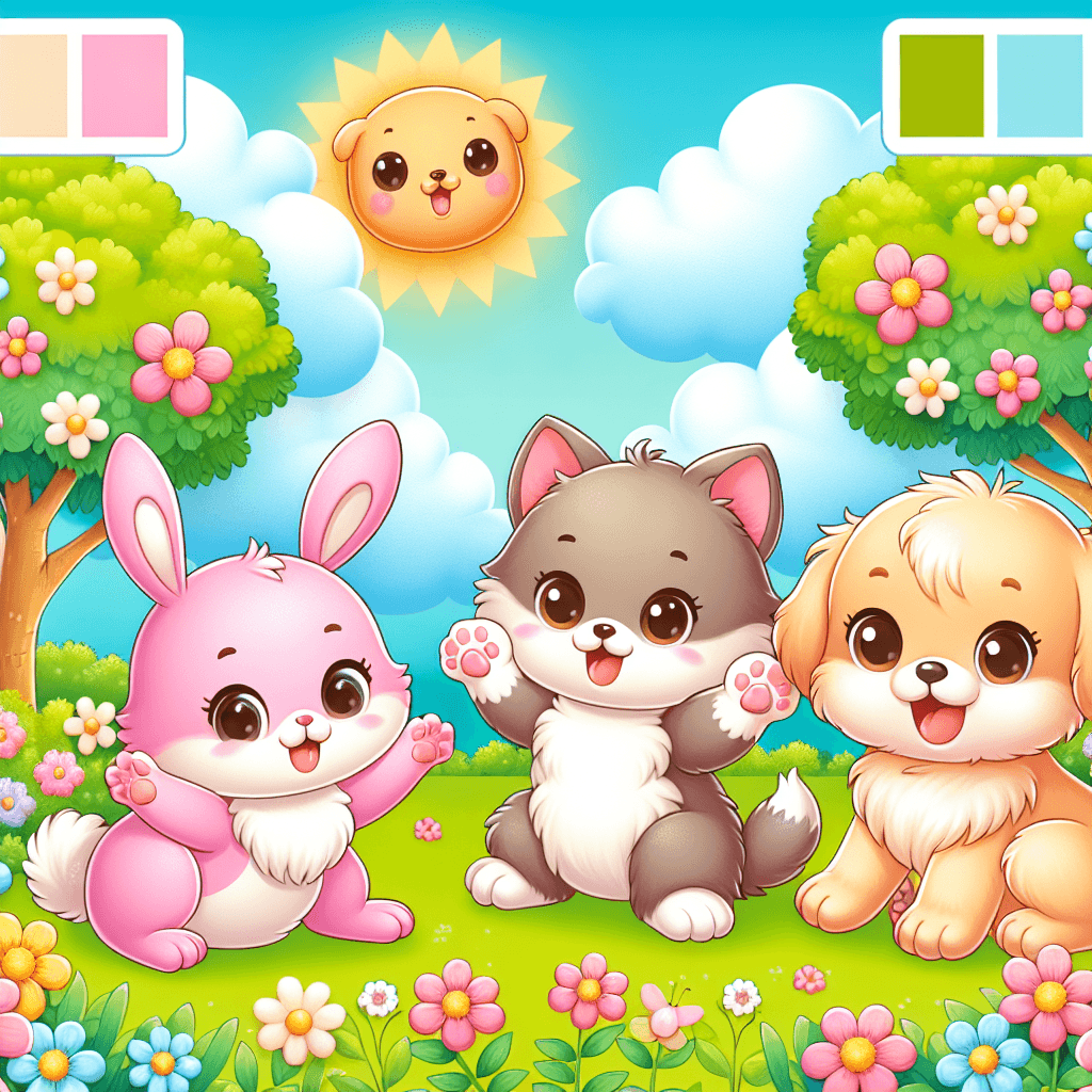Animal Friends At Play Paint By Numbers