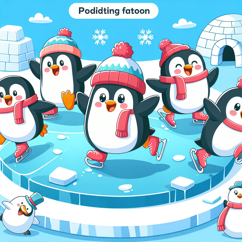 Winter Wonderland With Skating Penguins Paint By Numbers Kits