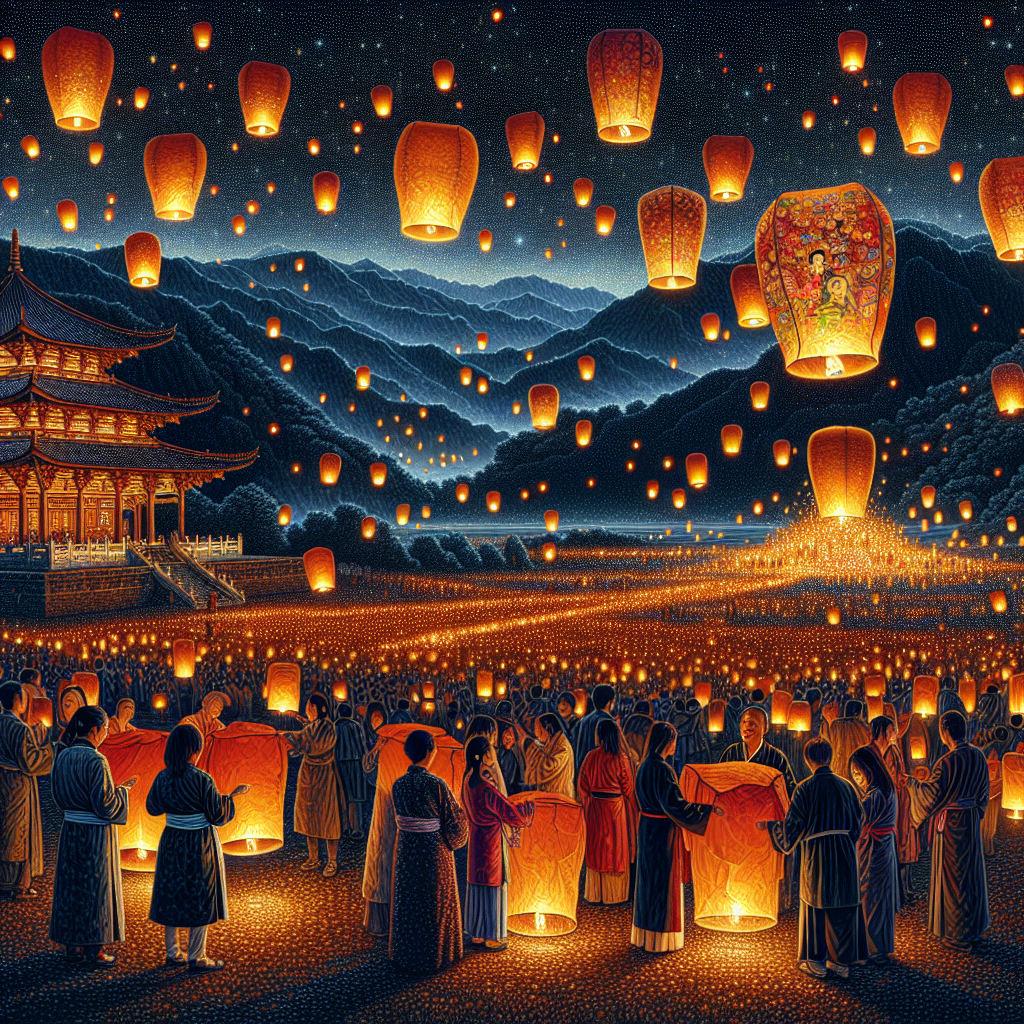 Pingxi Sky Lantern Festival - New Taipei City, Taiwan Painting Number Kit