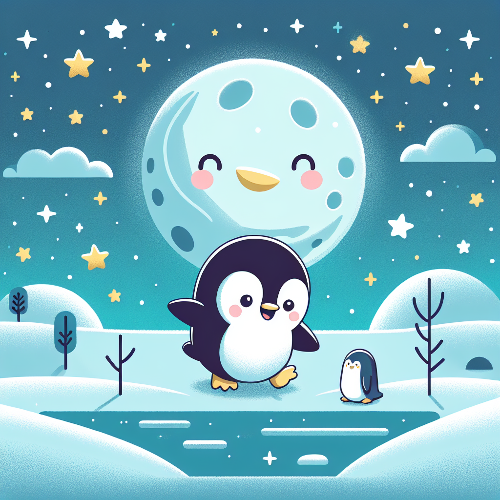 Lunar Penguin's Moonlit Walk Numbered Painting Kits