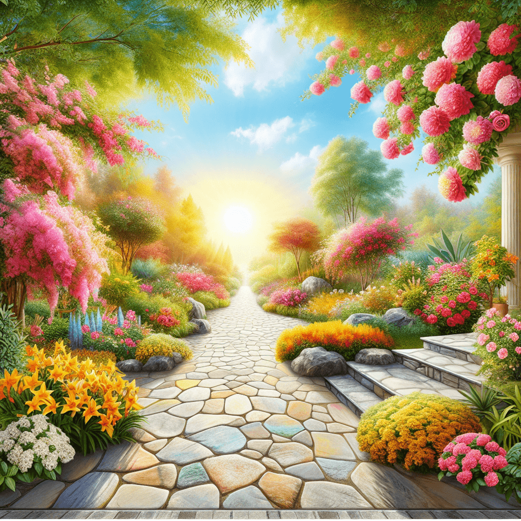 Charming Garden Walkway Painting Number Kit