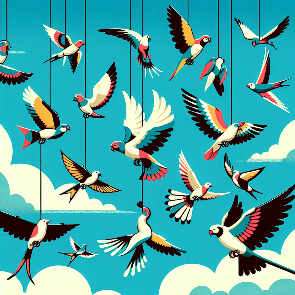 Sky Circus With Acrobatic Birds Paint By Numbers Art