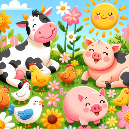 Cheerful Animal Farm Painting By Numbers Kit
