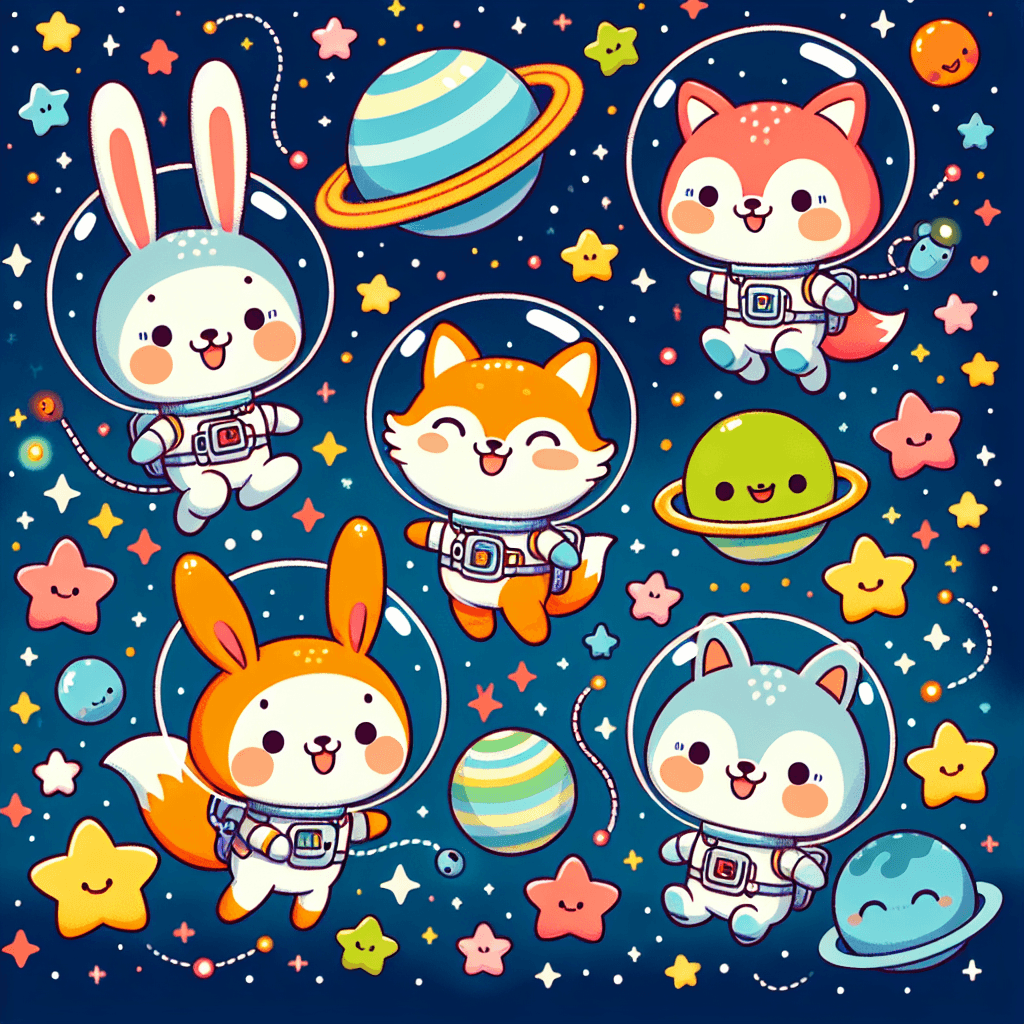 Cute Critters In Space Numbered Painting Kits