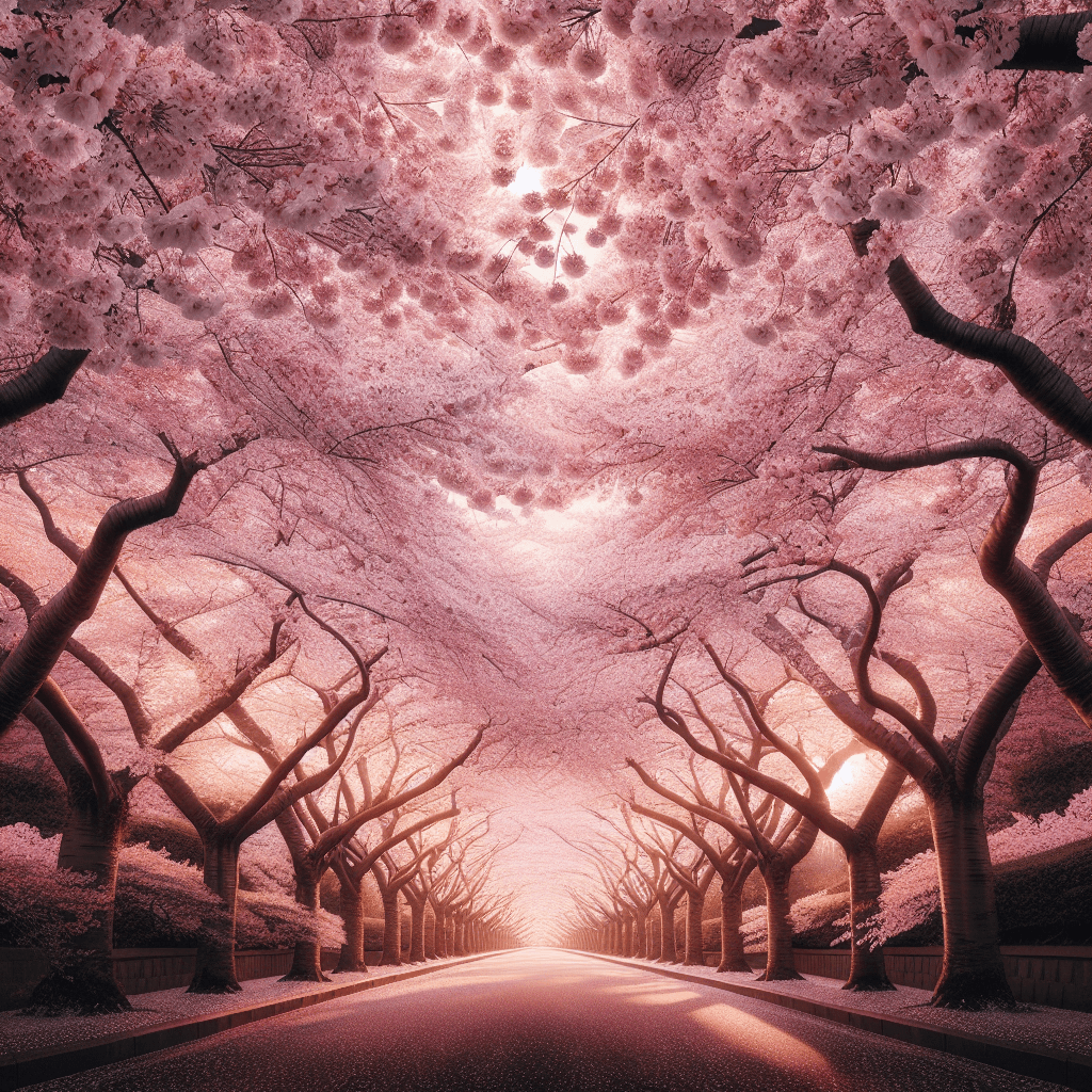 Japanese Cherry Blossom Avenue Paint By Numbers Kits
