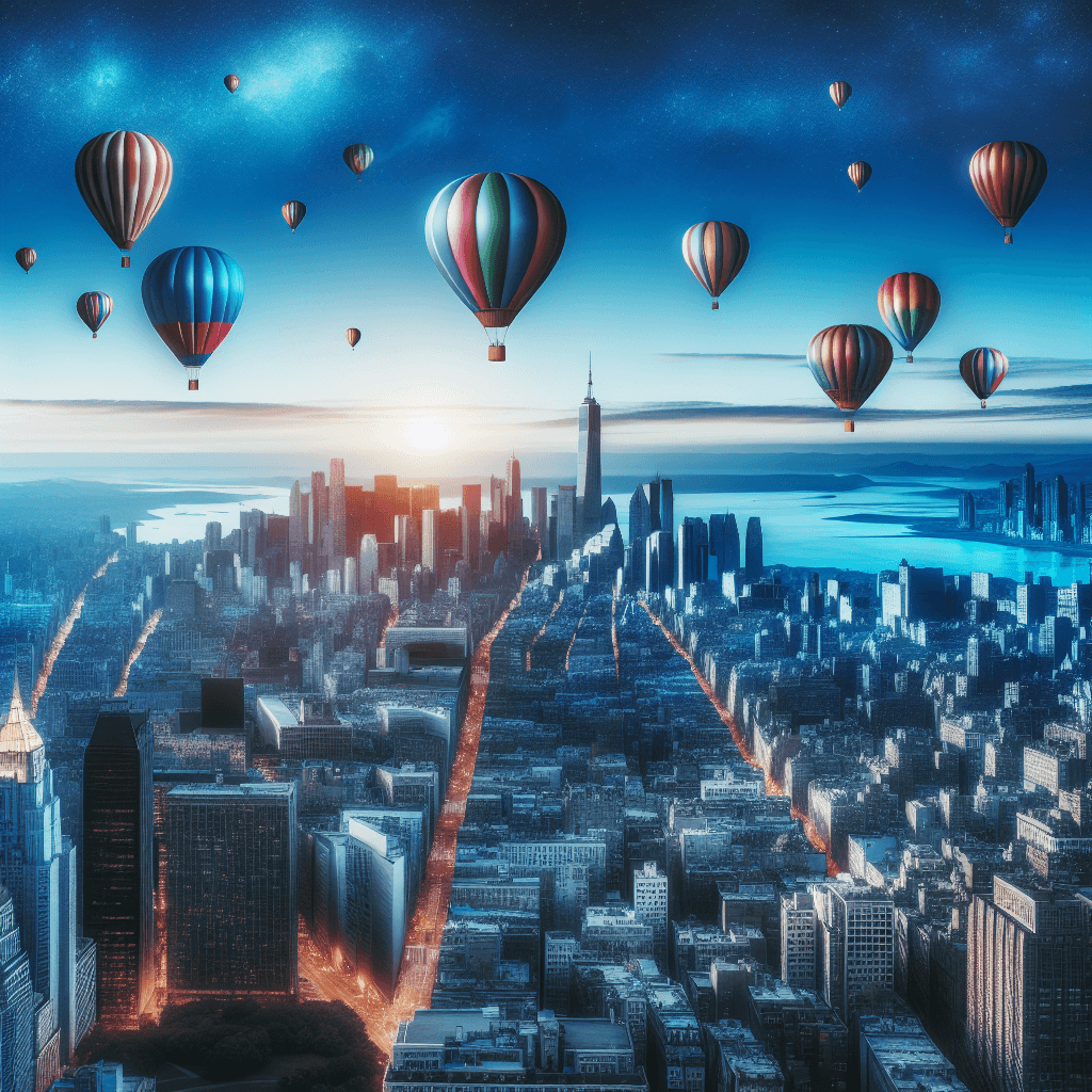 Floating Balloons Over Cityscape Paint By Numbers Art