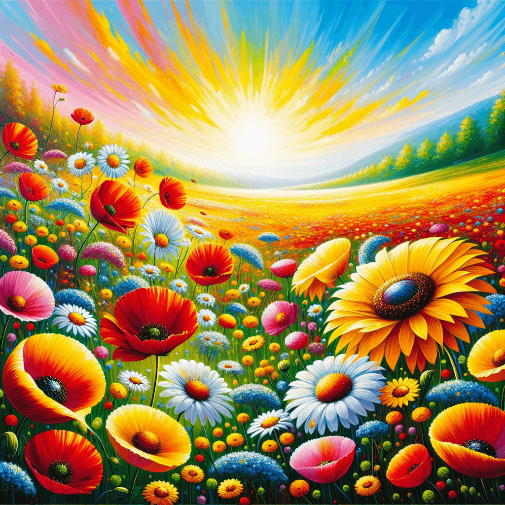 Colorful Wildflower Field Painting Number Kit