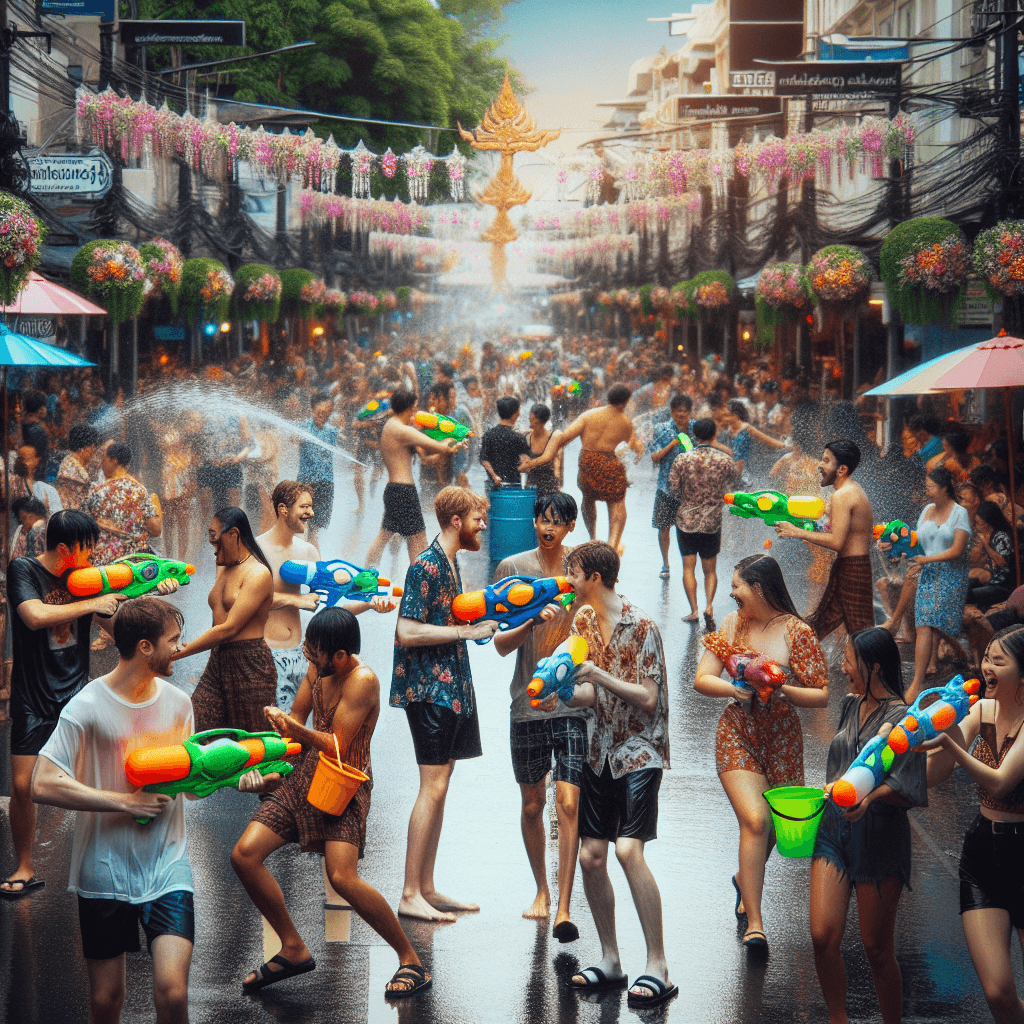 Songkran Festival - Bangkok, Thailand Paint By Numbers Art