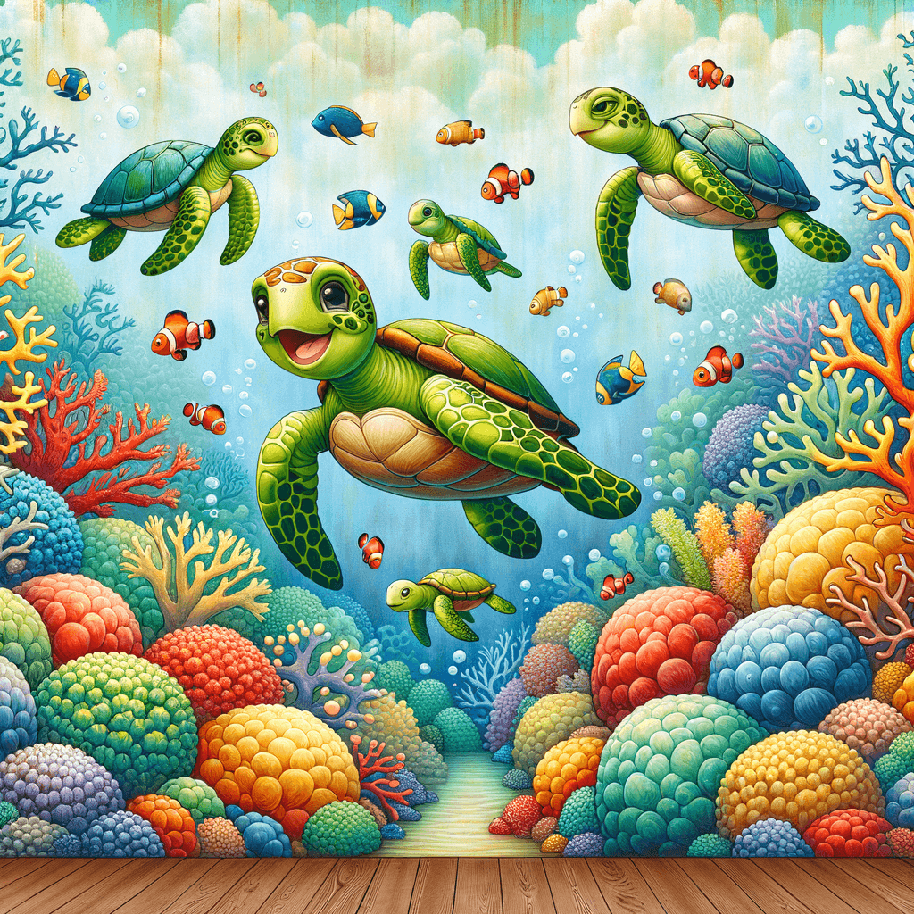 Fanciful Sea Turtles DIY Paint By Numbers