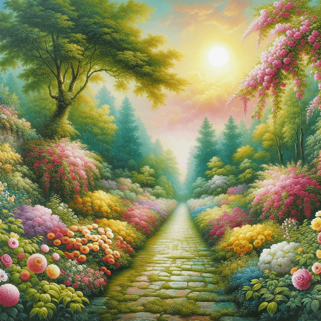 Charming Floral Garden Pathway Paint By Numbers