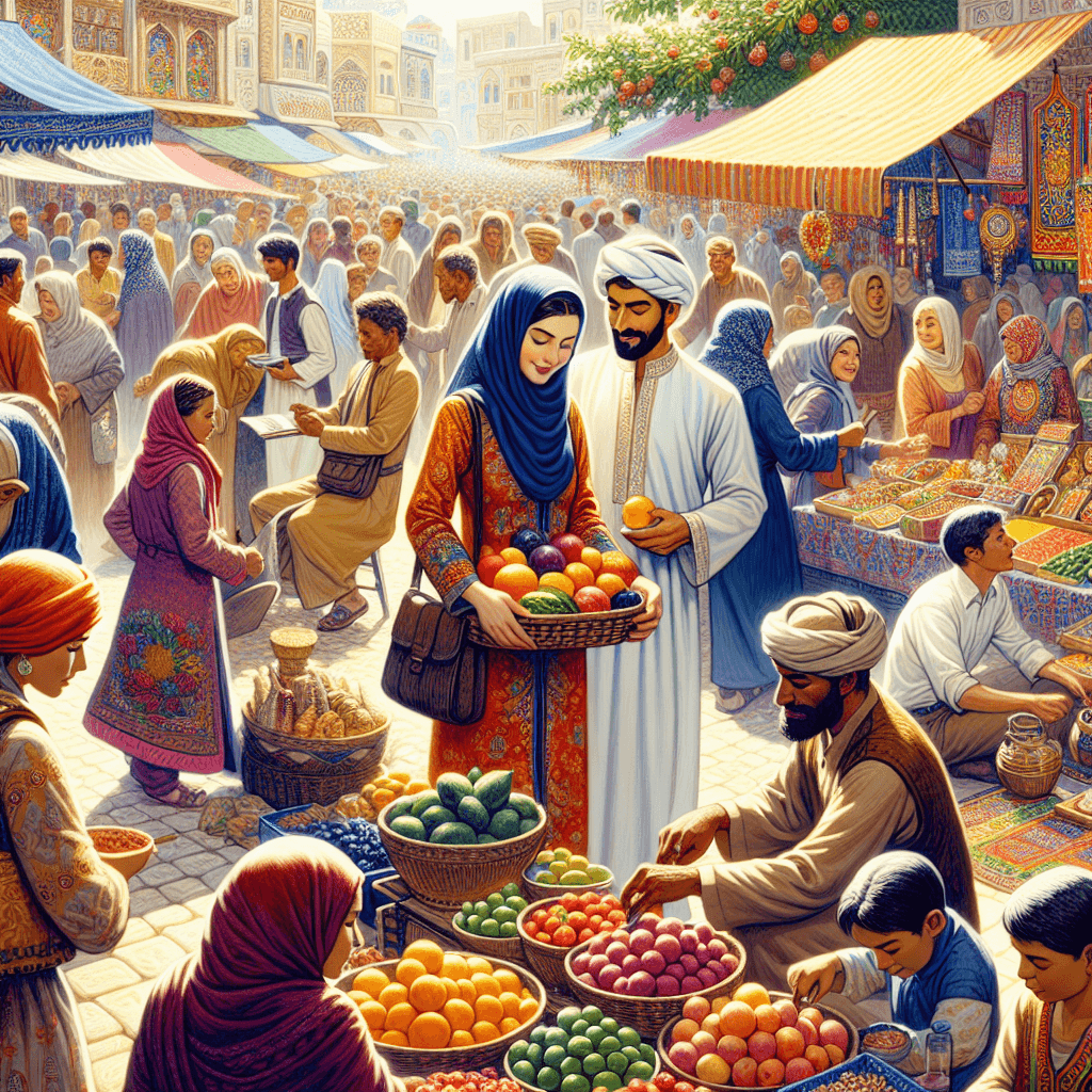 Lively Urban Street Market Number Painting