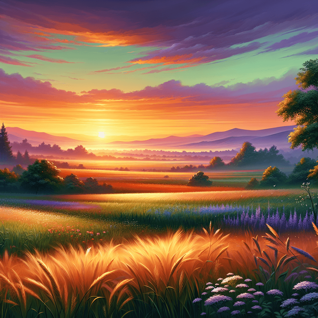 Tranquil Sunset Over Fields Painting Number Kit