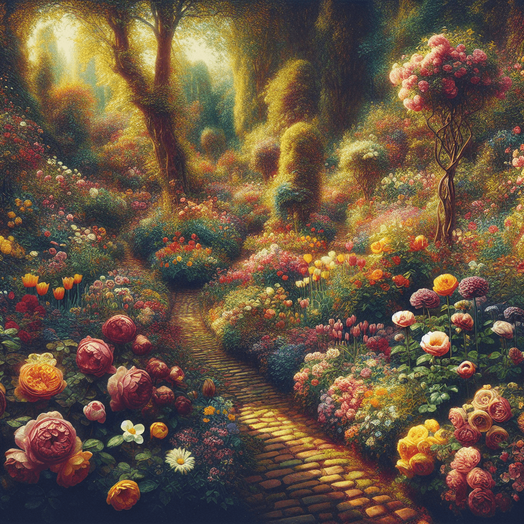 Vintage Garden Scene Paint By Numbers Art