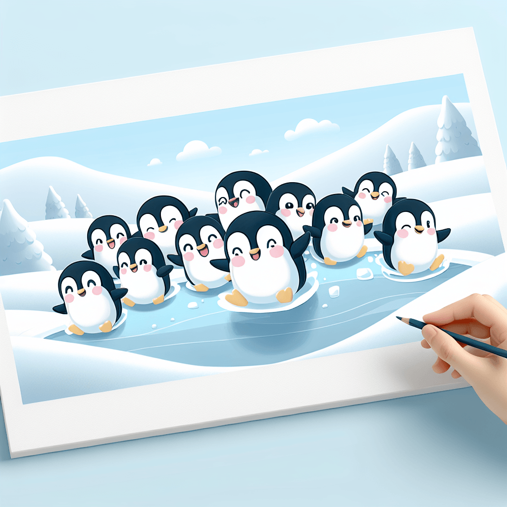 Polar Penguin Parade Painting Number Kit