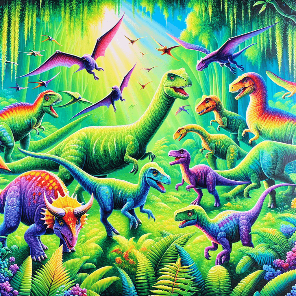 Fantasy World Of Dinosaurs Number Painting