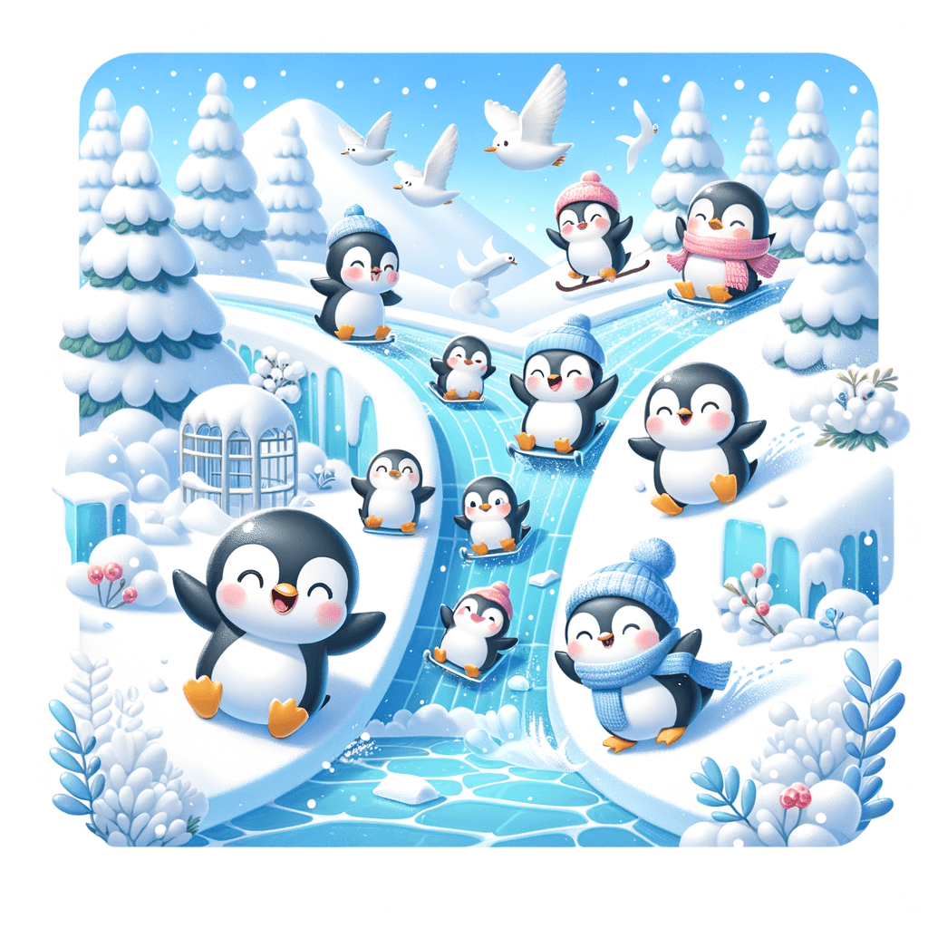 Playful Penguins On Ice Numbered Painting Kits