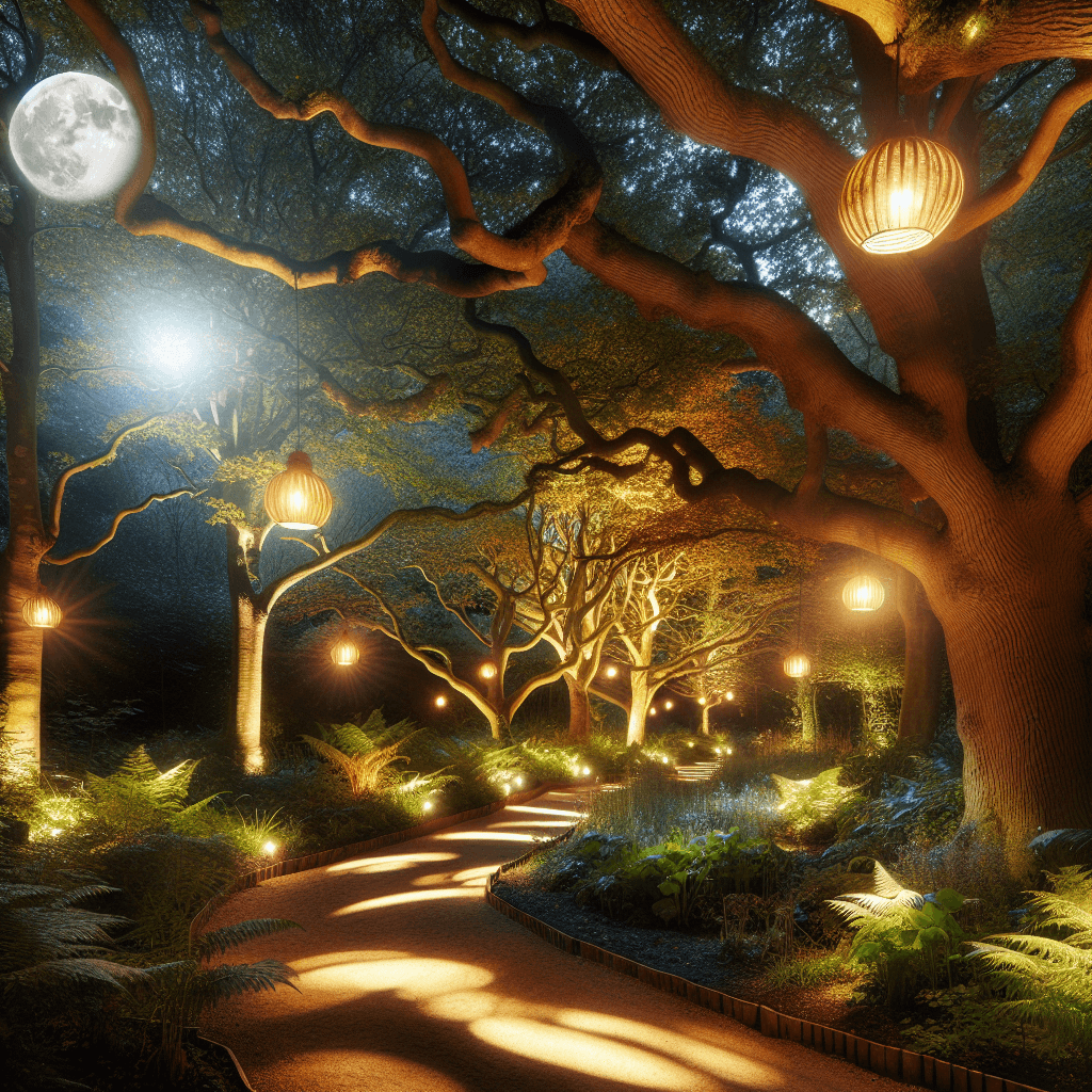 Glowing Lanterns In Moonlit Forest Paint By Numbers
