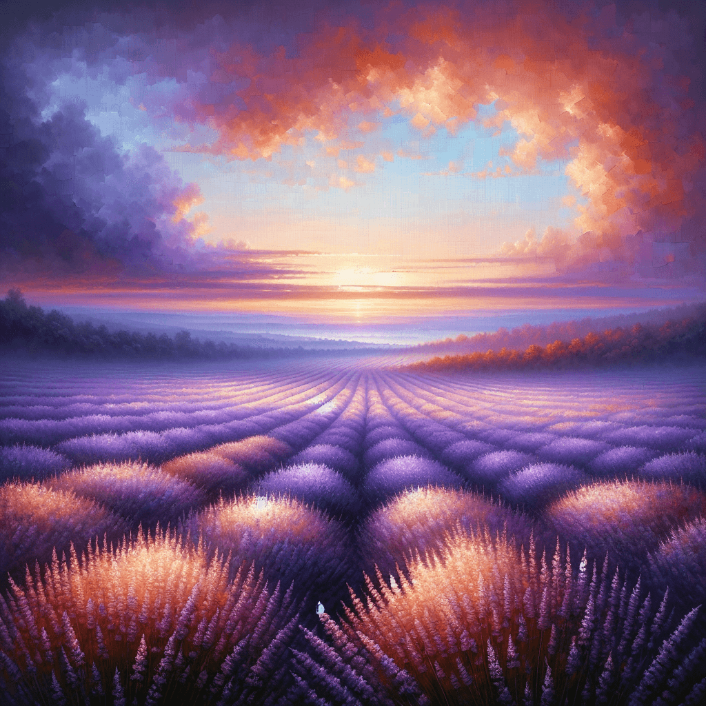 Sunset Over The Lavender Fields Painting Number Kit