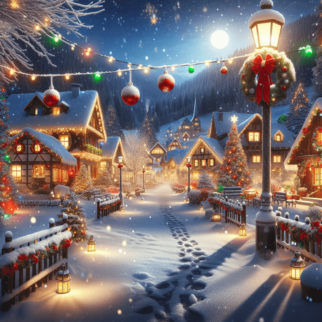Snowy Village At Christmas Painting Number Kit