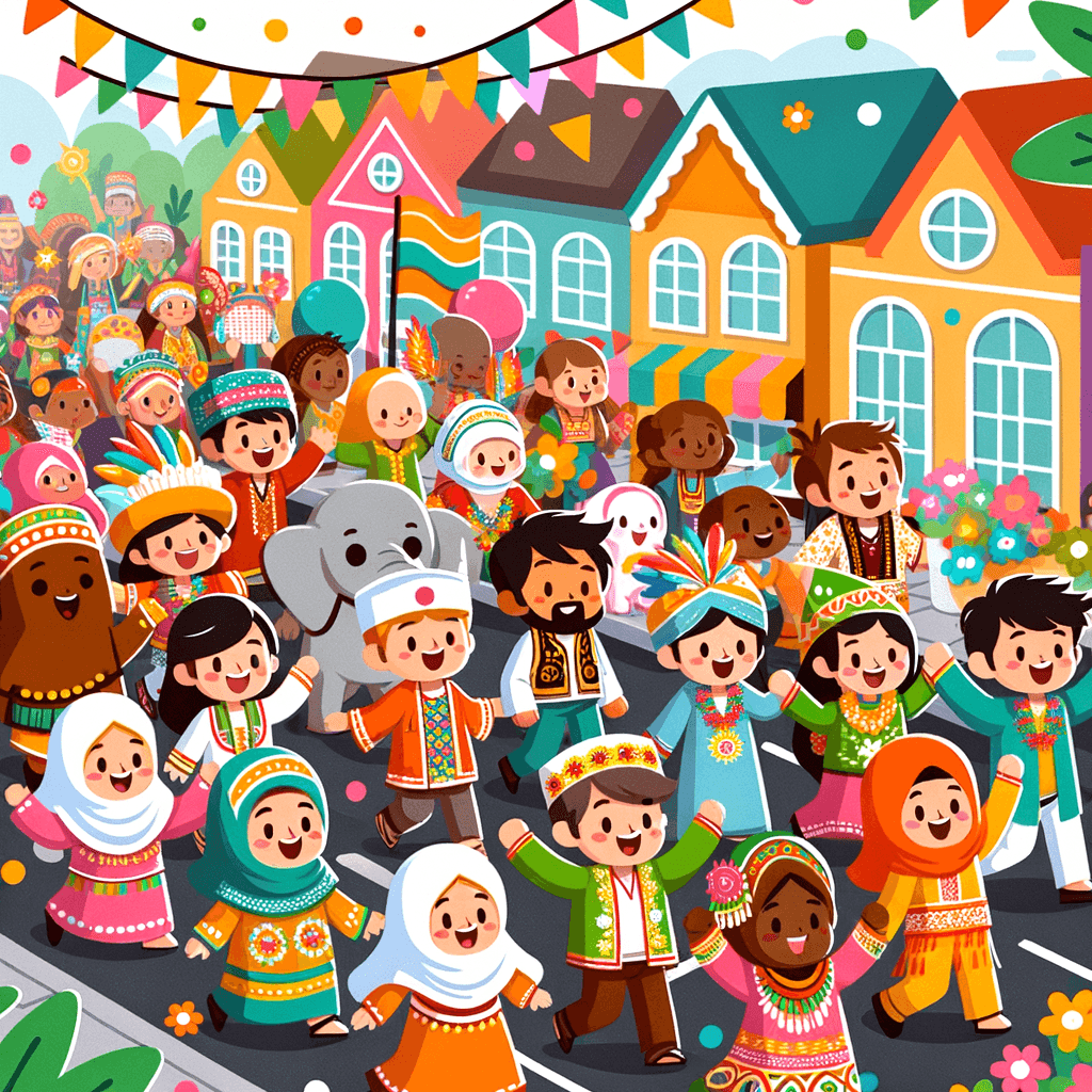 Rainbow Village Parade Paint By Color