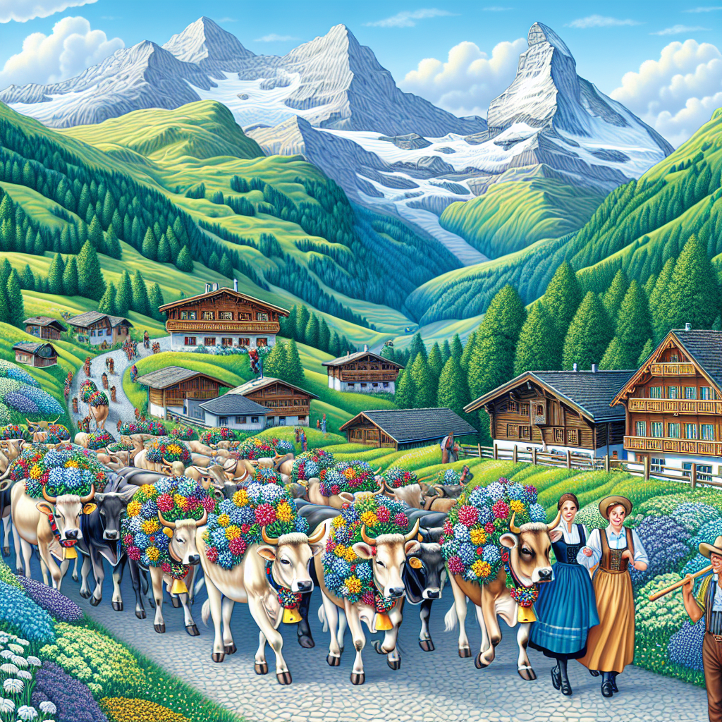 Alpine Cow Descent Festival - Switzerland Painting By Numbers Kit