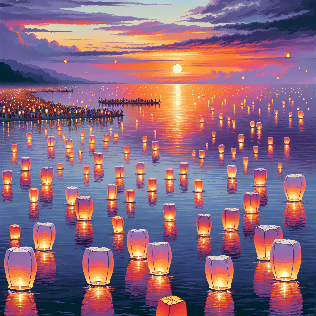 Lantern Floating Festival - Honolulu, Hawaii, USA Painting Number Kit