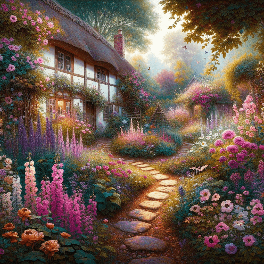 Quaint Cottage Garden Numbered Painting Kits