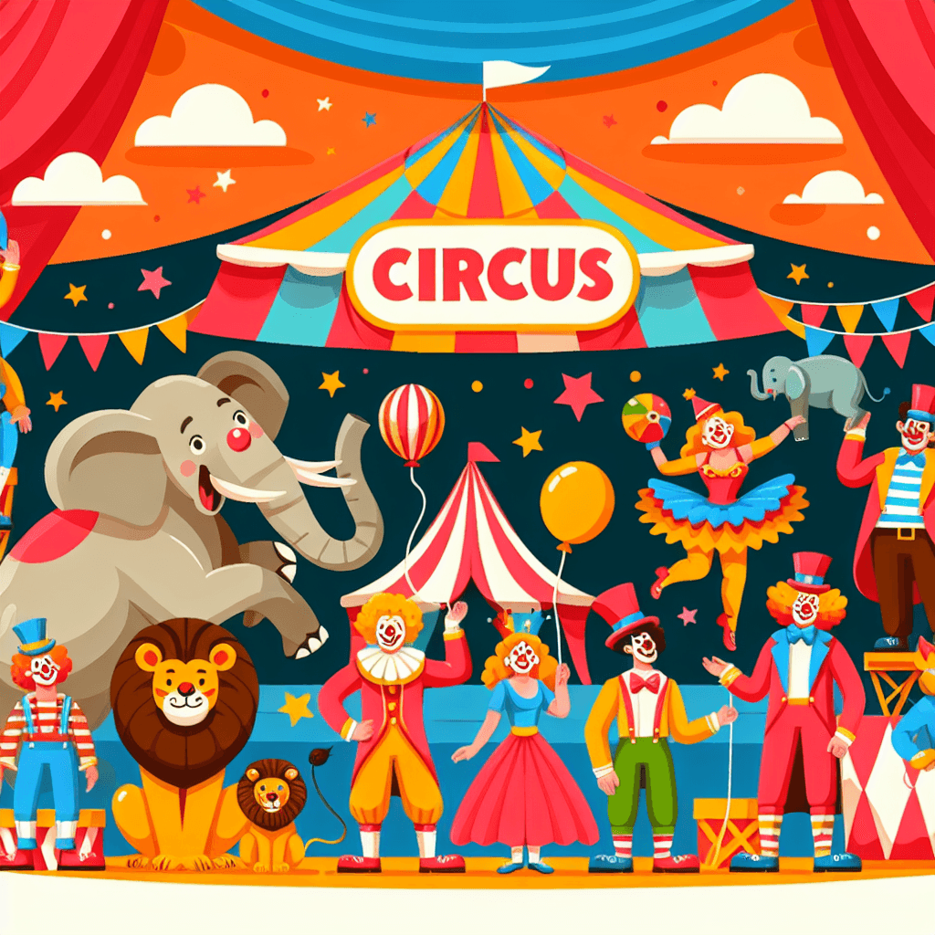 Circus Extravaganza With Clowns And Animals Paint By Numbers