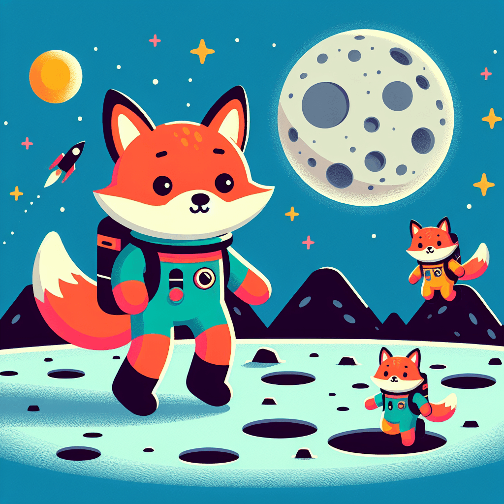 Lunar Expedition With Space Foxes Painting Number Kit