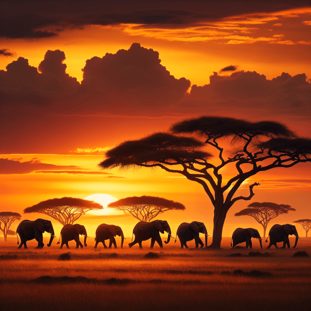 Golden Savanna Elephant Herd Paint By Numbers