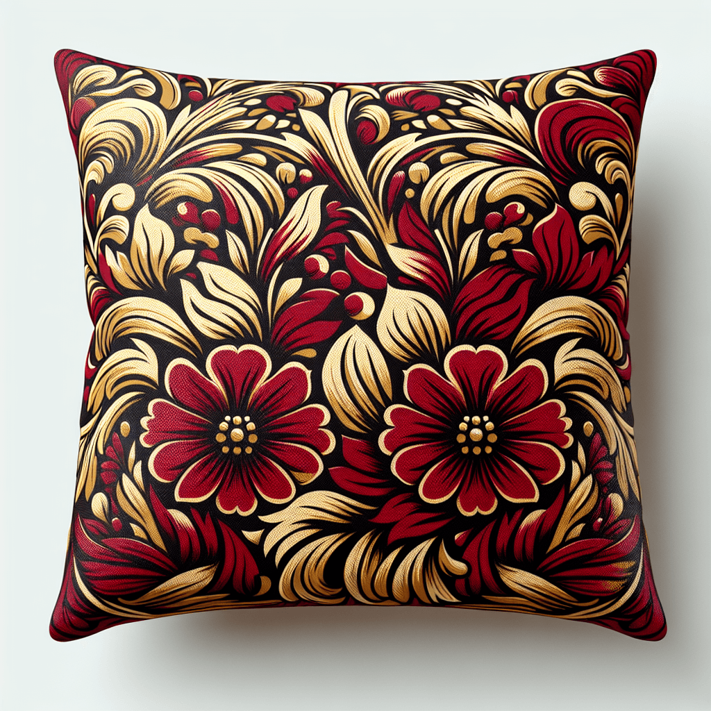 Crimson Bloom Cushion Numbered Painting Kits