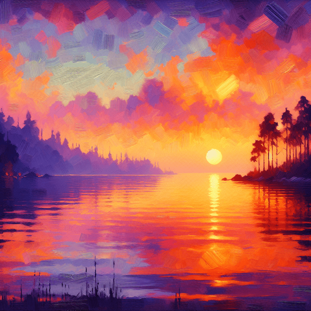 Romantic Sunset Over Water Painting By Numbers Kit