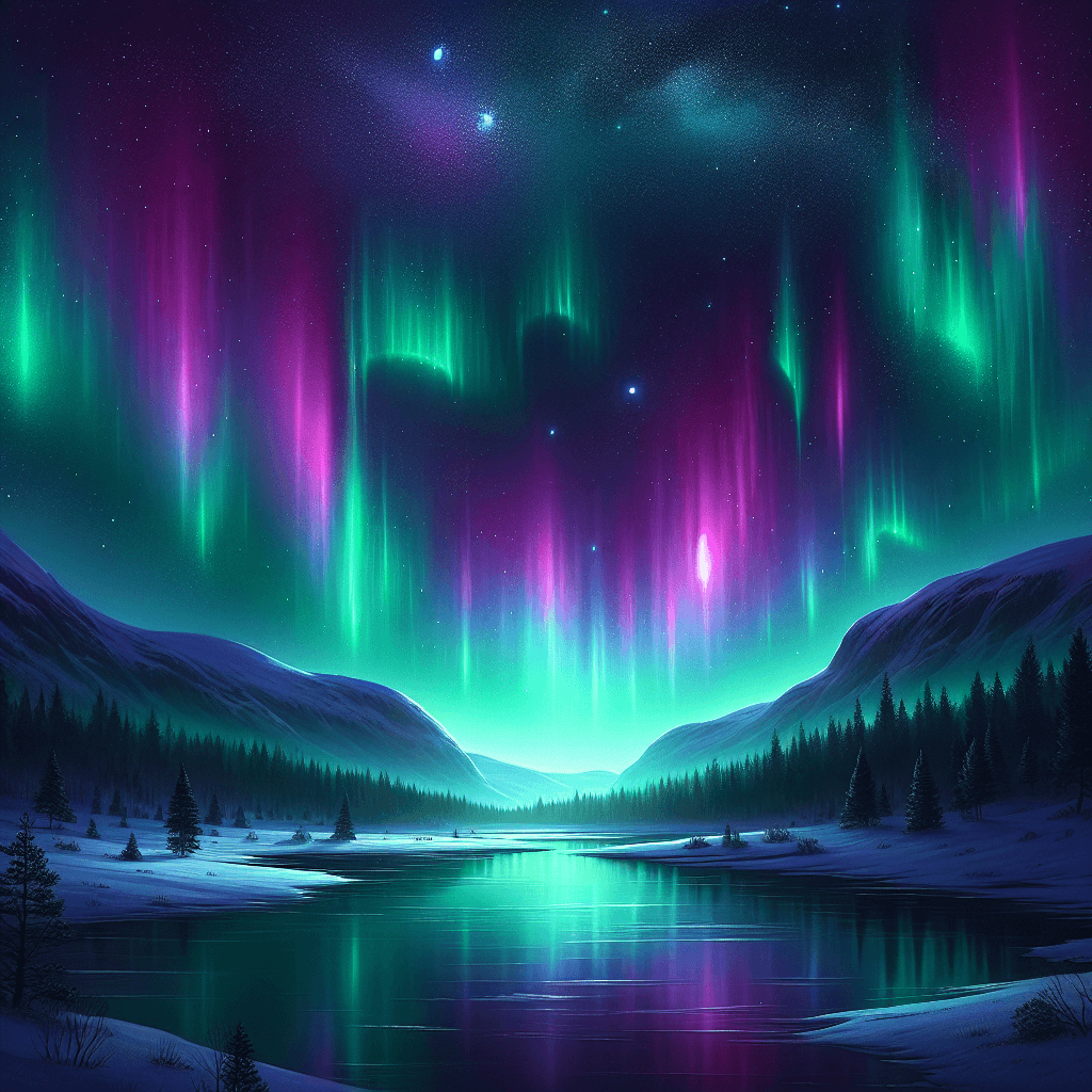 Aurora In The Night Sky Painting Number Kit