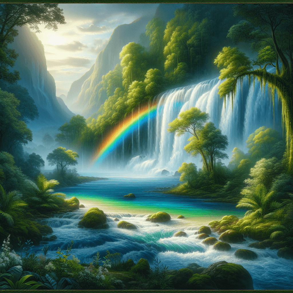 Glistening Waterfalls And Rainbows DIY Paint By Numbers