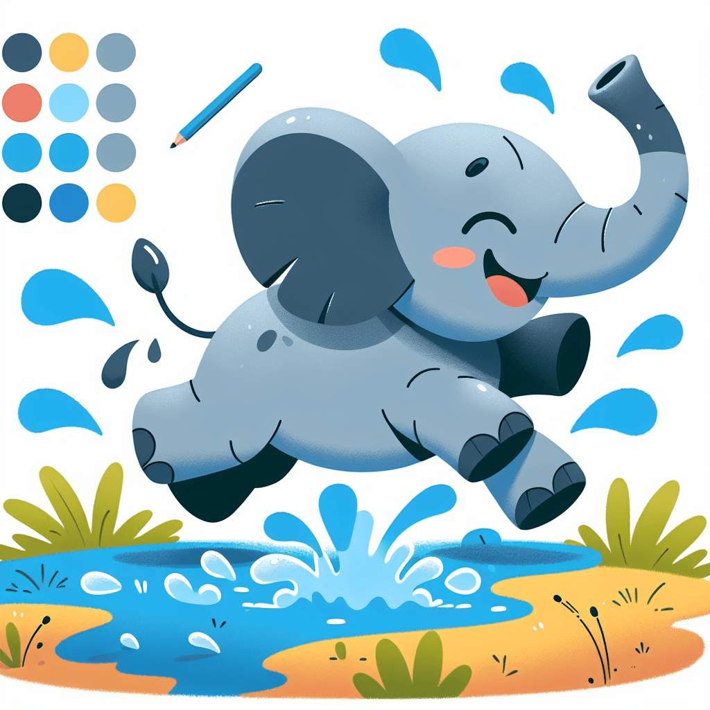 Playful Elephant Splash Numbered Painting Kits